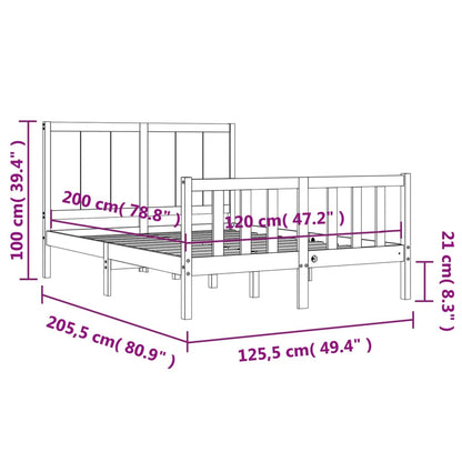 vidaXL Bed Frame with Headboard Black 120x200 cm Solid Wood