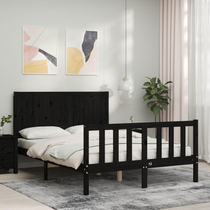 vidaXL Bed Frame with Headboard Black 120x200 cm Solid Wood