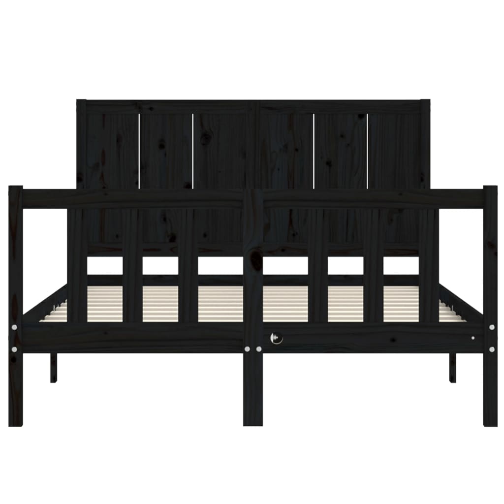 vidaXL Bed Frame with Headboard Black 120x200 cm Solid Wood