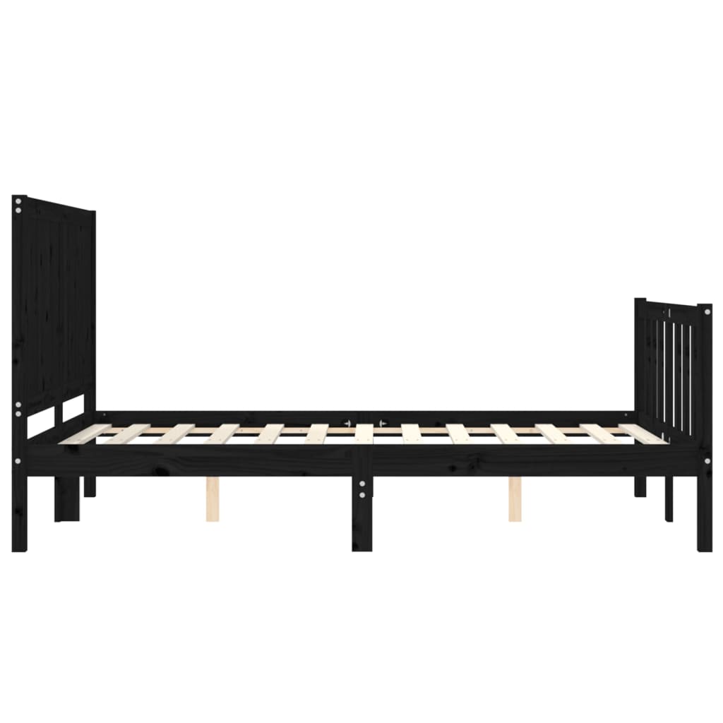 vidaXL Bed Frame with Headboard Black 120x200 cm Solid Wood