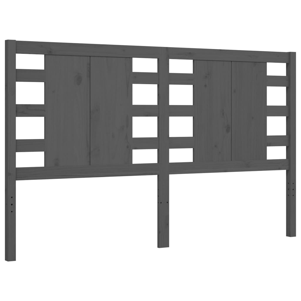 vidaXL Bed Frame with Headboard Grey King Size Solid Wood