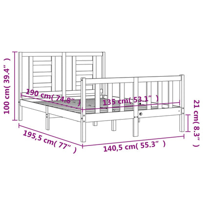 vidaXL Bed Frame with Headboard Double Solid Wood