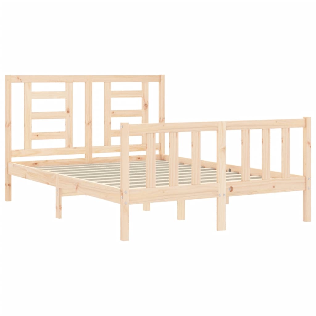 vidaXL Bed Frame with Headboard Double Solid Wood