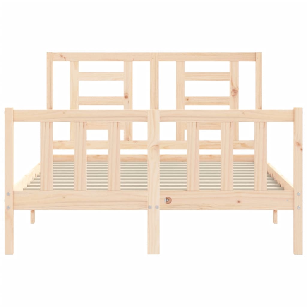 vidaXL Bed Frame with Headboard Double Solid Wood