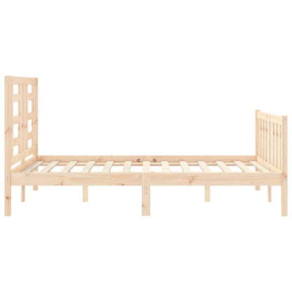 vidaXL Bed Frame with Headboard Double Solid Wood