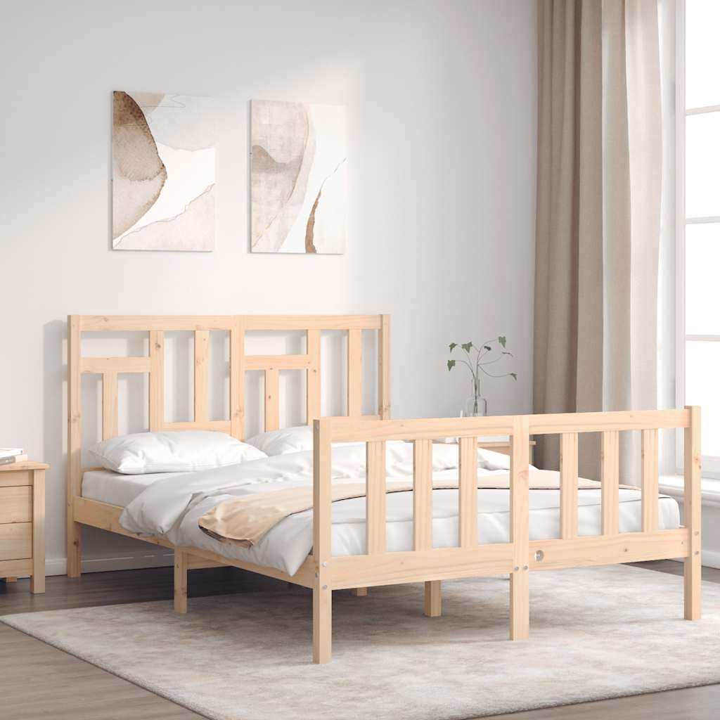Bed Frame without Mattress Solid Wood Pine Length 200 cm Natural 140 cm