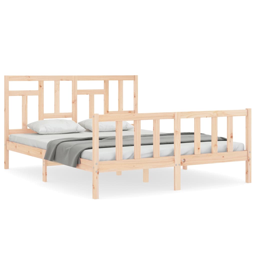 Bed Frame without Mattress Solid Wood Pine Length 200 cm Natural 160 cm