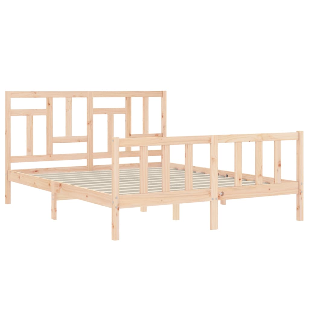 Bed Frame without Mattress Solid Wood Pine Length 200 cm Natural 160 cm