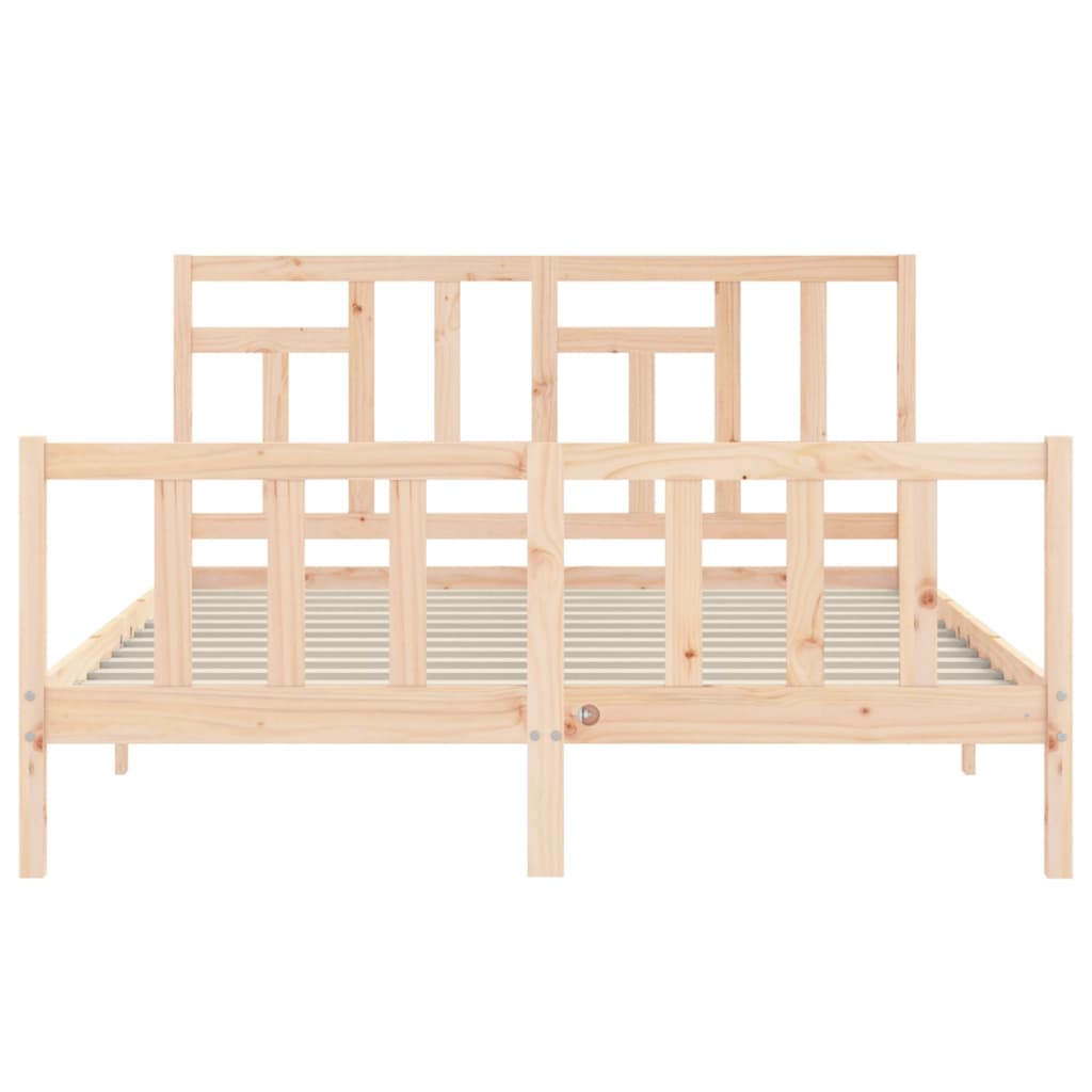 Bed Frame without Mattress Solid Wood Pine Length 200 cm Natural 160 cm