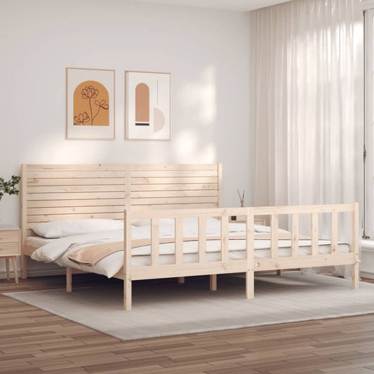 vidaXL Bed Frame with Headboard 200x200 cm Solid Wood