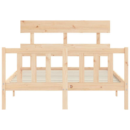 Bed Frame without Mattress Solid Wood Pine with Headboard & Footboard Length 200 cm Natural 140 cm