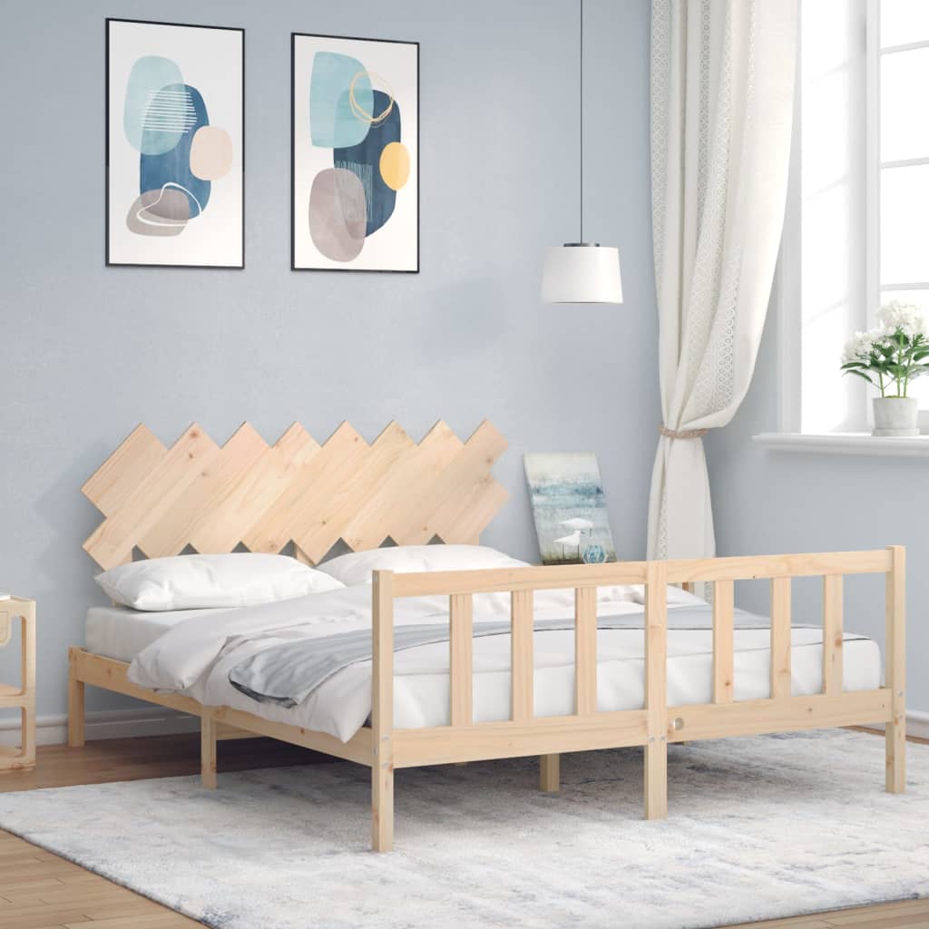 Bed Frame without Mattress Solid Wood Pine Length 200 cm Natural 160 cm