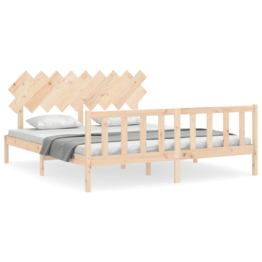 Bed Frame without Mattress Solid Wood Pine Length 200 cm Natural 180 cm