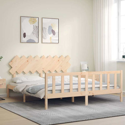 Bed Frame without Mattress Solid Wood Pine Length 200 cm Natural 180 cm