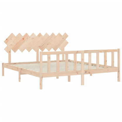 Bed Frame without Mattress Solid Wood Pine Length 200 cm Natural 180 cm