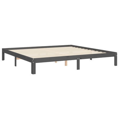 vidaXL Bed Frame with Headboard Grey Super King Size Solid Wood