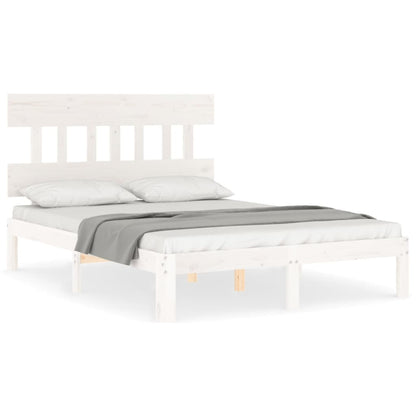 Bed Frame without Mattress Solid Wood Pine with Headboard Length 190 cm White 120 cm