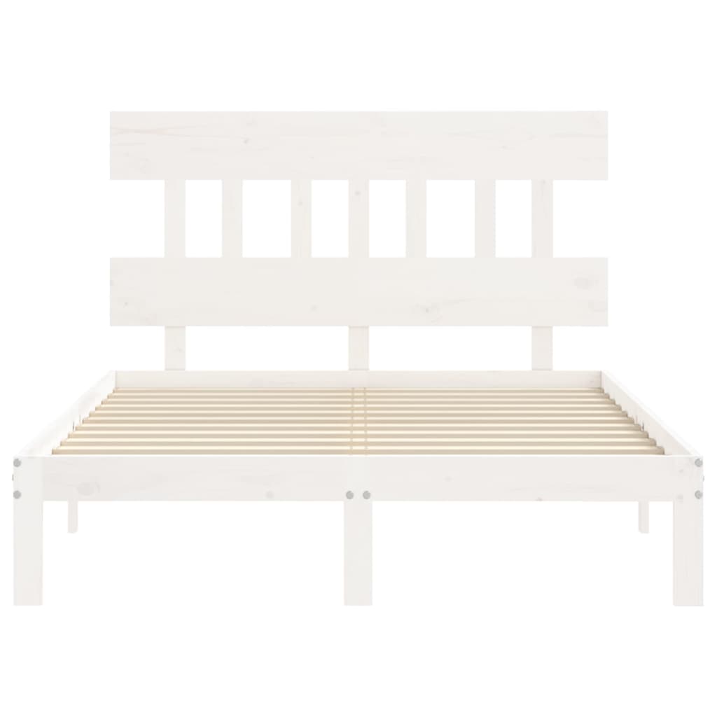 Bed Frame without Mattress Solid Wood Pine with Headboard Length 190 cm White 120 cm