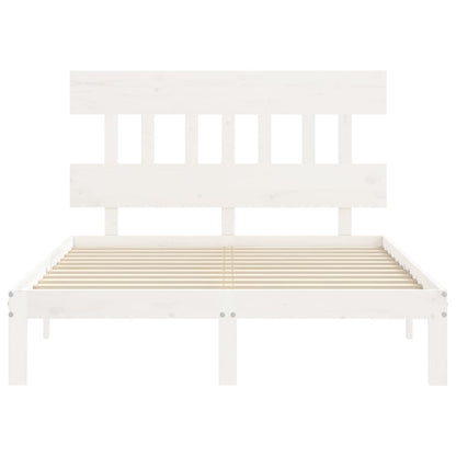 Bed Frame without Mattress Solid Wood Pine with Headboard Length 190 cm White 120 cm