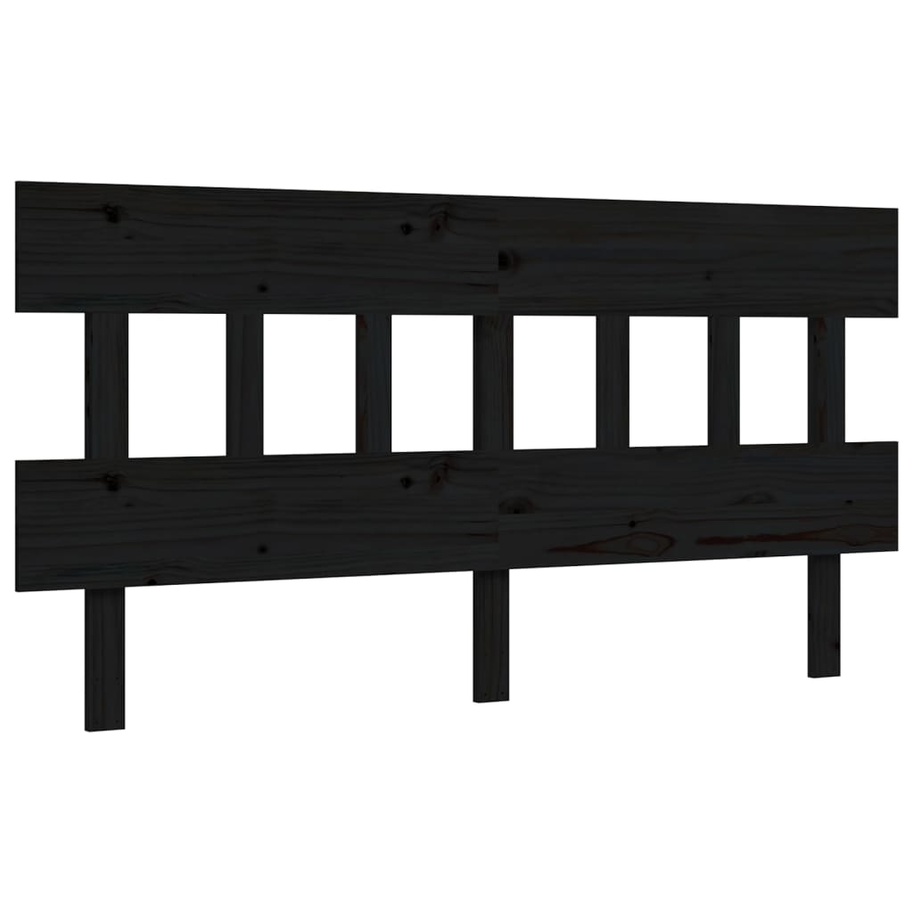 vidaXL Bed Frame with Headboard Black King Size Solid Wood