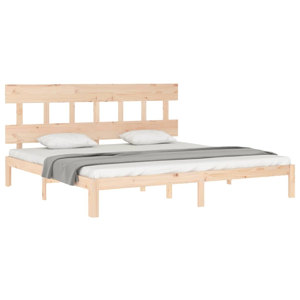 Bed Frame without Mattress Solid Wood Pine with Headboard Length 200 cm Natural 200 cm
