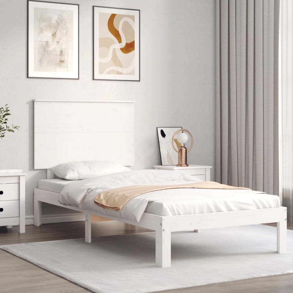 Bed Frame without Mattress Solid Wood Pine Length 200 cm White 100 cm