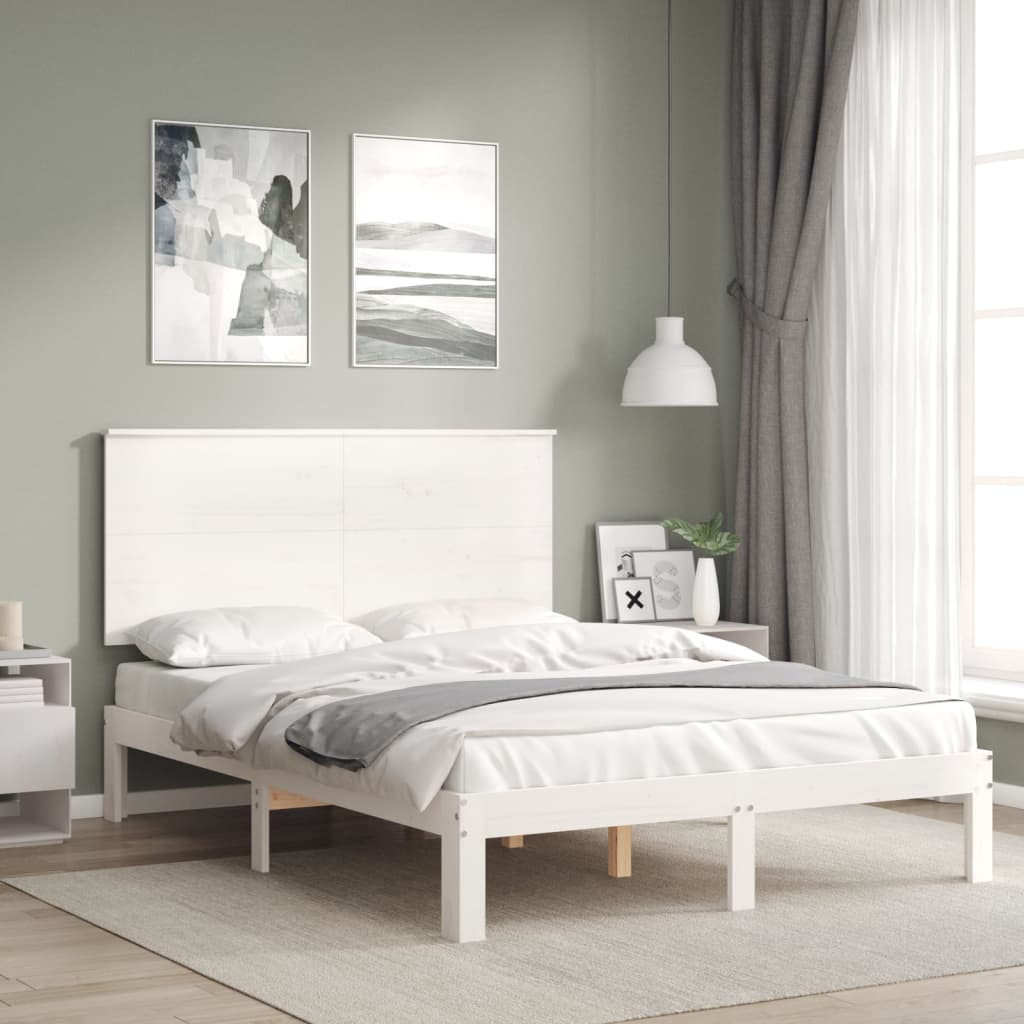 Bed Frame without Mattress Solid Wood Pine Length 200 cm White 120 cm