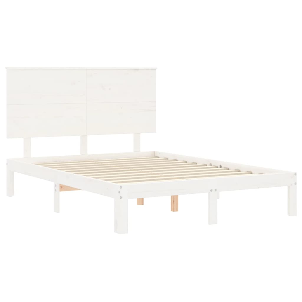 Bed Frame without Mattress Solid Wood Pine Length 200 cm White 120 cm