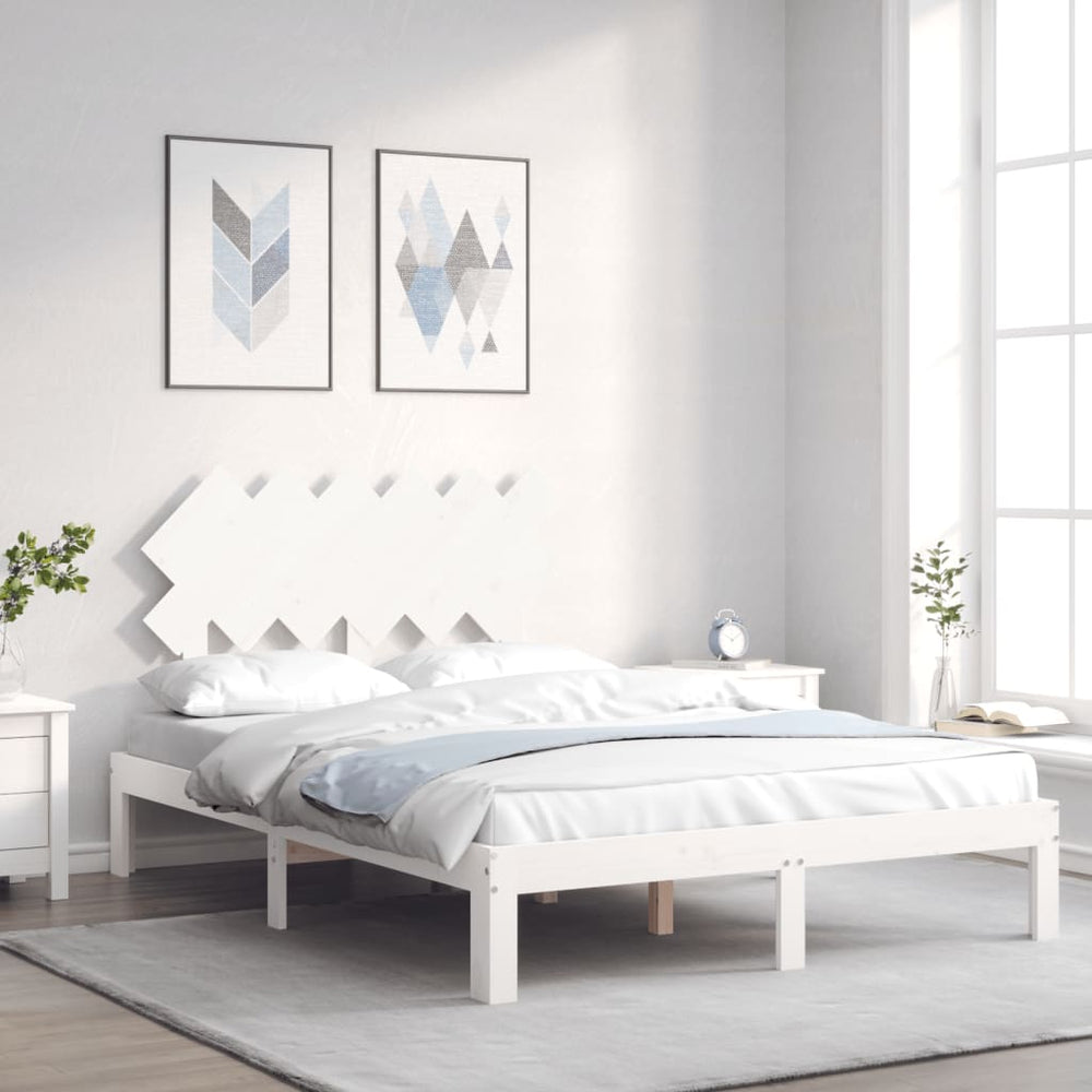 vidaXL Bed Frame without Mattress Solid Wood Pine Length 190 cm White
