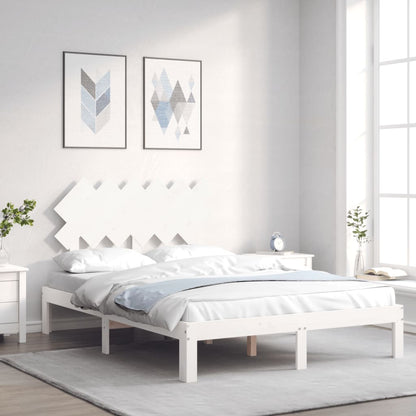 Bed Frame without Mattress Solid Wood Pine Length 190 cm White 120 cm