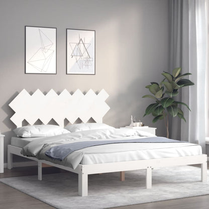 Bed Frame without Mattress Solid Wood Pine Length 190 cm White 140 cm