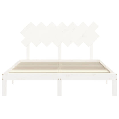 Bed Frame without Mattress Solid Wood Pine Length 190 cm White 140 cm