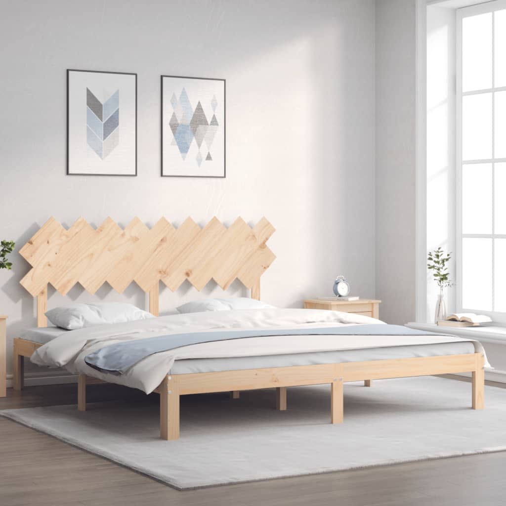 Bed Frame without Mattress Solid Wood Pine Length 200 cm Natural 180 cm