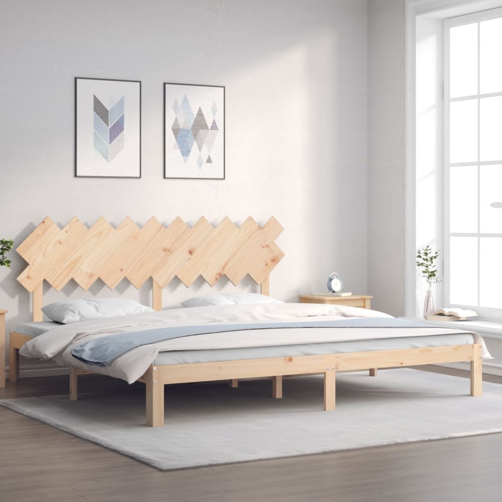 Bed Frame without Mattress Solid Wood Pine Length 200 cm Natural 200 cm