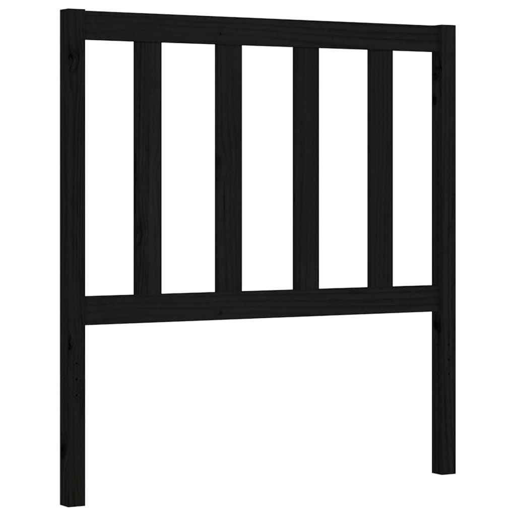 vidaXL Bed Frame with Headboard Black Single Solid Wood