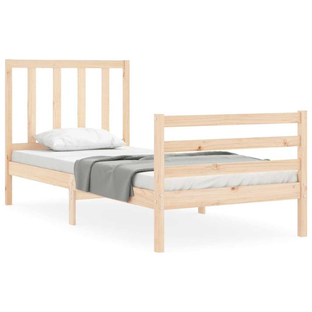 vidaXL Bed Frame with Headboard 100x200 cm Solid Wood