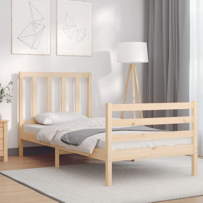 vidaXL Bed Frame with Headboard 100x200 cm Solid Wood