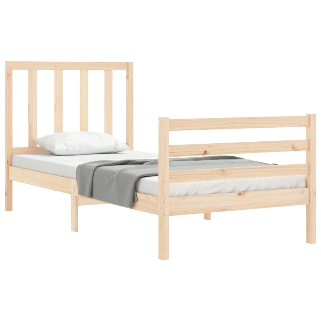 vidaXL Bed Frame with Headboard 100x200 cm Solid Wood