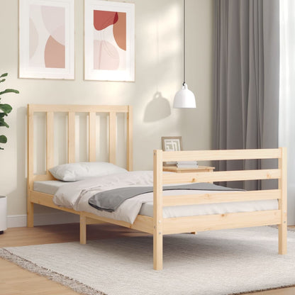 vidaXL Bed Frame with Headboard 100x200 cm Solid Wood