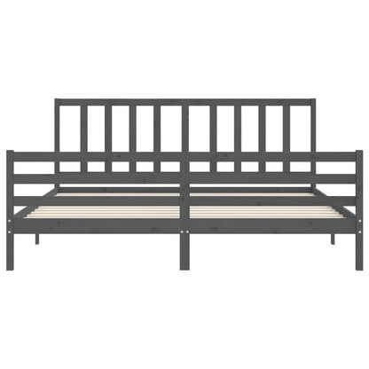 vidaXL Bed Frame with Headboard Grey 200x200 cm Solid Wood