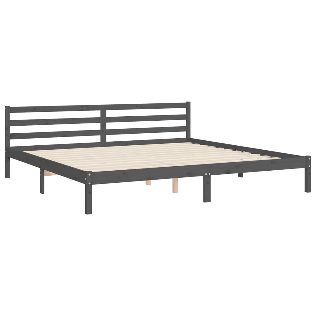 vidaXL Bed Frame with Headboard Grey 200x200 cm Solid Wood