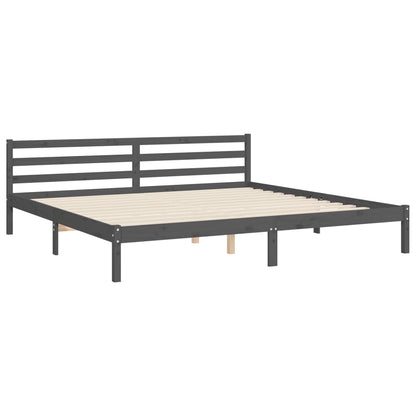 vidaXL Bed Frame with Headboard Grey 200x200 cm Solid Wood