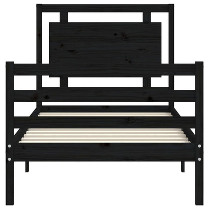 vidaXL Bed Frame with Headboard Black 90x200 cm Solid Wood