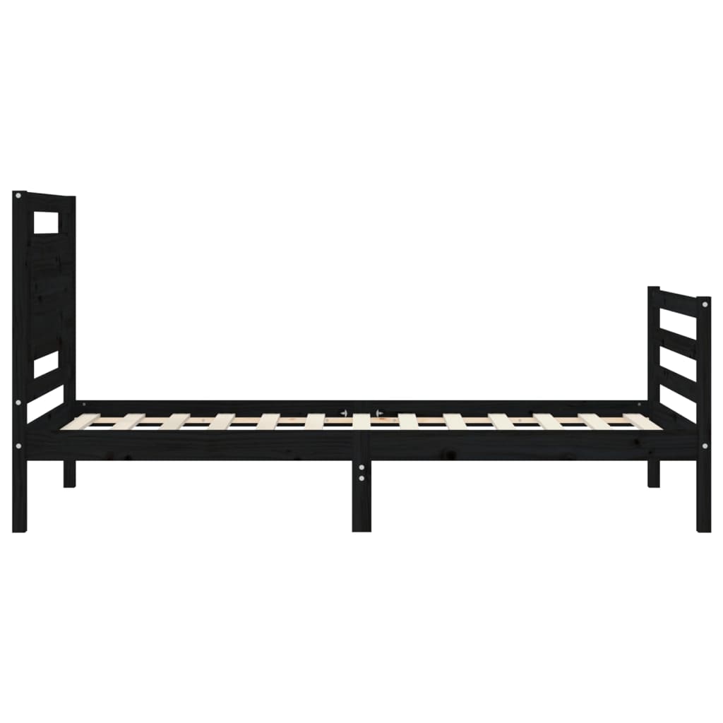 vidaXL Bed Frame with Headboard Black 90x200 cm Solid Wood