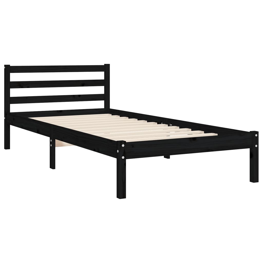 vidaXL Bed Frame with Headboard Black 90x200 cm Solid Wood