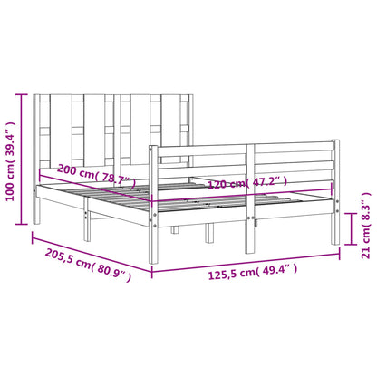 vidaXL Bed Frame with Headboard 120x200 cm Solid Wood