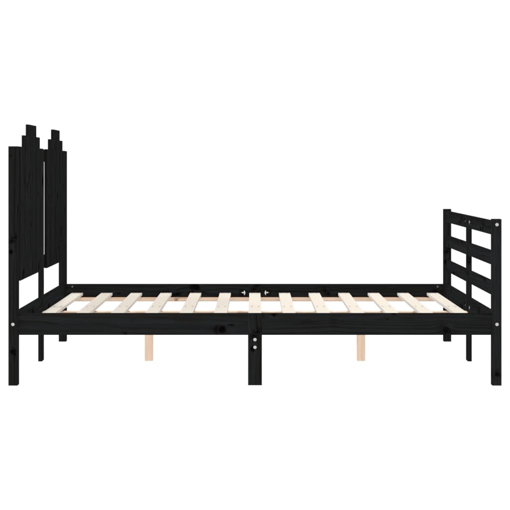 vidaXL Bed Frame with Headboard Black 140x200 cm Solid Wood