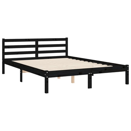 vidaXL Bed Frame with Headboard Black 140x200 cm Solid Wood