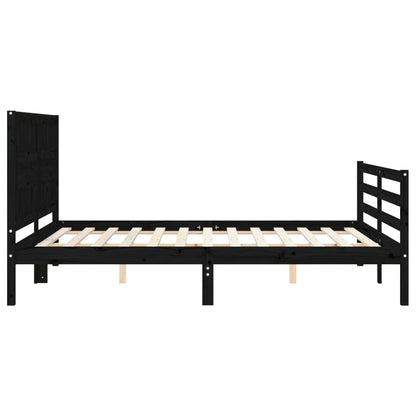 vidaXL Bed Frame with Headboard Black 160x200 cm Solid Wood