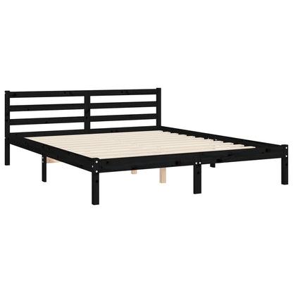 vidaXL Bed Frame with Headboard Black 160x200 cm Solid Wood